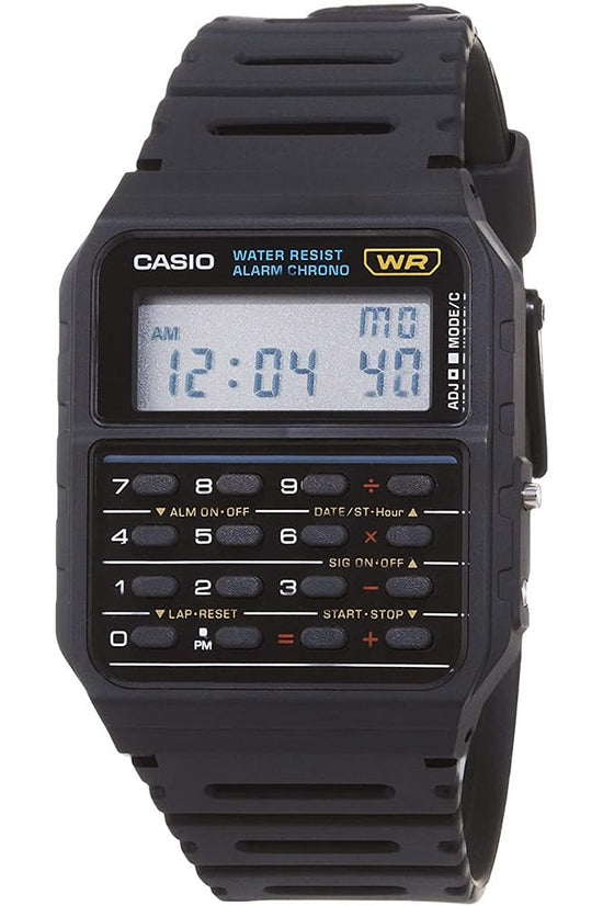 Casio CA53W watch — vintage design with calculator and dual time features