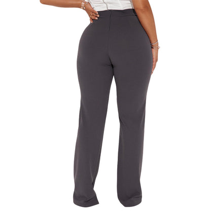 Charyeah Wide Leg Work Pants for Womens High Waisted Stretchy Pants Wrinkle Free Business Office Trousers Grey