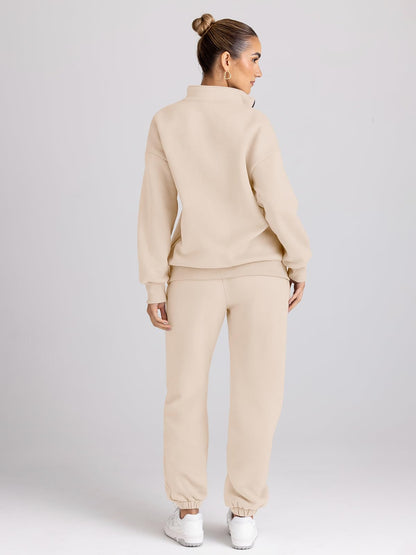 Track suit — Trendy Queen half zip lounge set with pockets