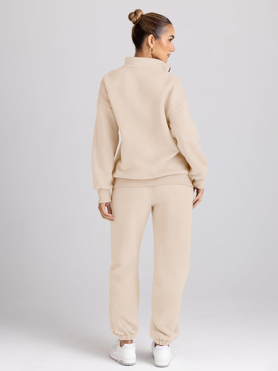 Track suit — Trendy Queen half zip lounge set with pockets