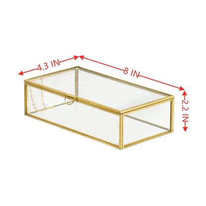 Storage box — Vintage glass design with hinged lid and mirrored bottom