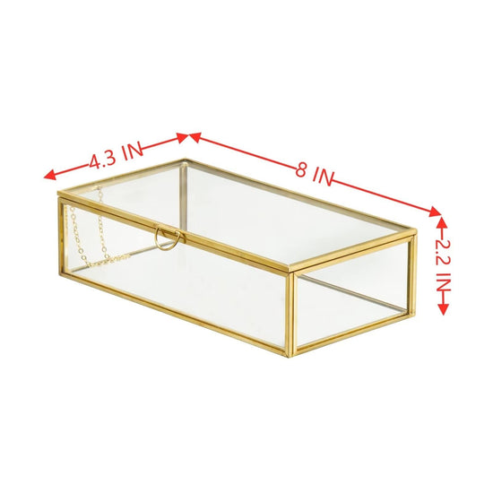 Storage box — Vintage glass design with hinged lid and mirrored bottom