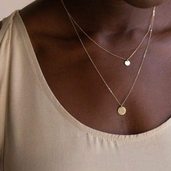 Turandoss layered choker necklace with Y pendant design and adjustable length