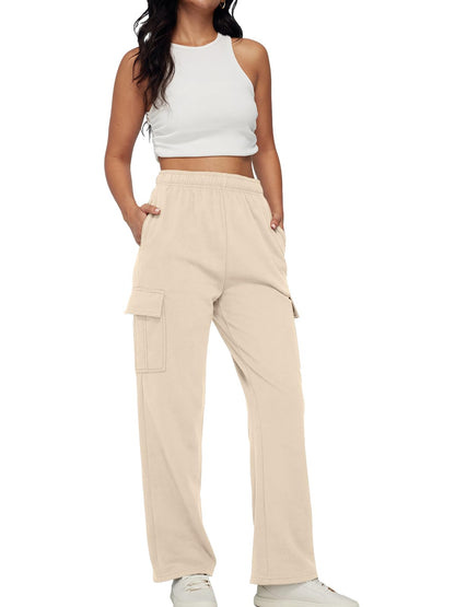 AUTOMET women's cargo sweatpants - Baggy fleece high waisted joggers