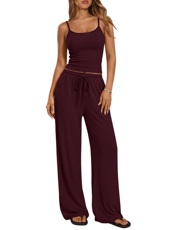 Coordinated outfit — Summer lounge set with camisole and wide leg pants