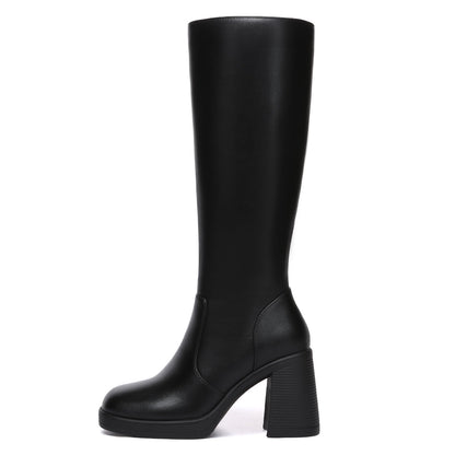 Athlefit knee high boots — platform tall chunky heeled design