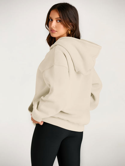 EFAN women's oversized fleece sweatshirt - cozy pullover with pockets for fall and winter