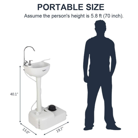 VINGLI portable sink — upgraded design with wheels and accessories for convenience