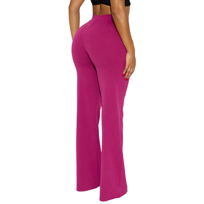 Charyeah Wide Leg Work Pants for Womens High Waisted Pants Business Office Trousers Straight Leg Pants for Curvy Bottom (US, Alpha, Small, Regular, Regular, Rose Red)