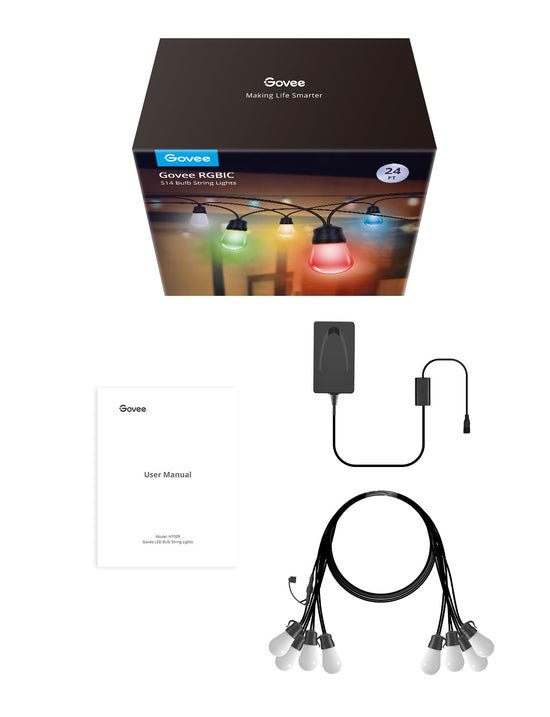 Govee string lights — Bluetooth RGBW outdoor with app control and waterproof design