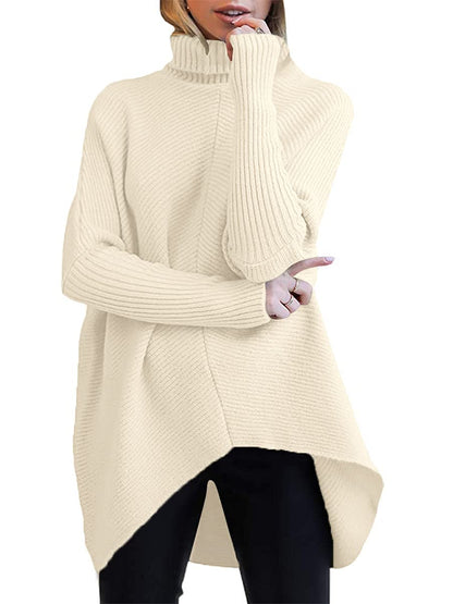Sweater — Oversized turtleneck batwing style for casual wear