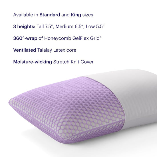 Pillow — Talalay latex foam cooling design for combo or side sleepers