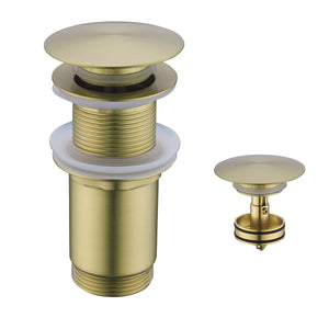 SEABEFORE All Metal Bathroom Sink Drain,Pop-up Drain with Detachable Basket Stopper,Anti-Clogging Drain Strainer,Hair Catcher,for Vanity Vessel Sink Without Overflow,Brushed Gold,SE83997PB-BG