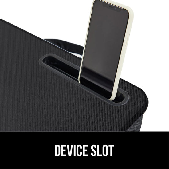Gorilla Grip lap desk with phone holder and cushion for laptops up to 15.6 inches.