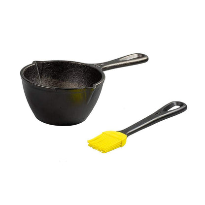 Lodge Cast Iron melting pot with silicone brush, 15.2 oz, black