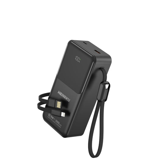HENGKU Power Bank 30000mAh Portable Built-in Cable 22.5w Fast Charge