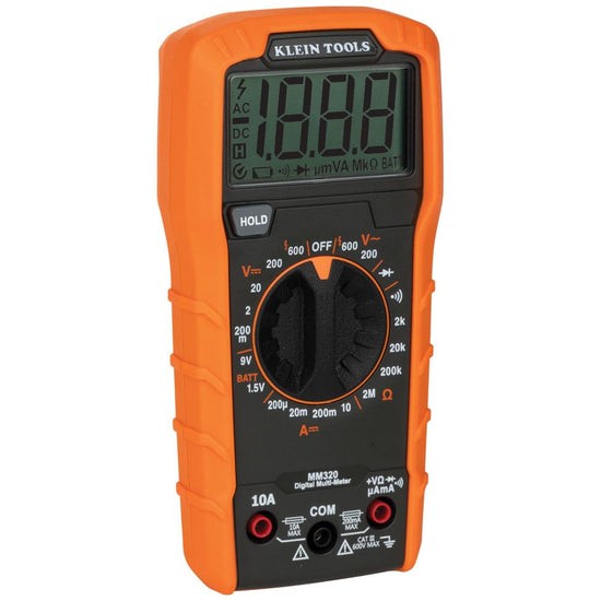 Electric circuit testing device — Klein Tools MM320KIT multimeter test kit with case and batteries
