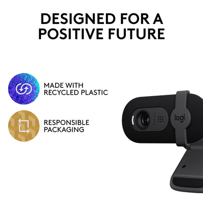 Logitech Brio webcam — Full HD 1080p with built-in mic and shutter