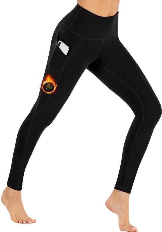 Ewedoos fleece lined leggings with pockets for women