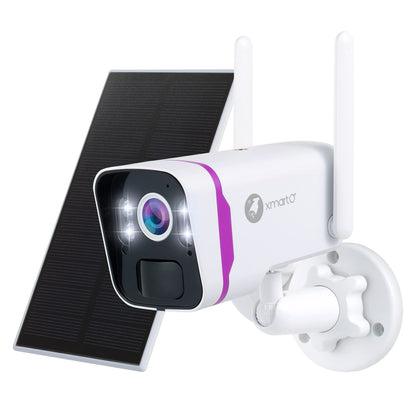 xmartO WiFi 6 Wire-Free Solar Home Security Camera System Wireless, 4-Cam 4MP QHD CCTV Camera Kit with 10CH Expandable 4K WiFi NVR and Past 120-Day Video Storage (SCS-2K104-PARENT) (1-CAM Combo)