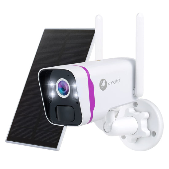 xmartO WiFi 6 Wire-Free Solar Home Security Camera System Wireless, 4-Cam 4MP QHD CCTV Camera Kit with 10CH Expandable 4K WiFi NVR and Past 120-Day Video Storage (SCS-2K104-PARENT) (1-CAM Combo)