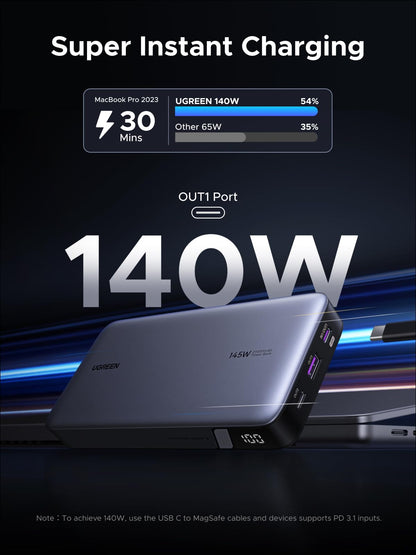 UGREEN power bank — 25,000mAh, 145W portable charger for laptops and devices