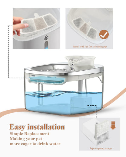 Cat Fountain Filter Replacement Compatible with Oneisall PW04 3.5L Wireless Cat Water Fountain,Removes Impurities, Easy Install, 12 Count