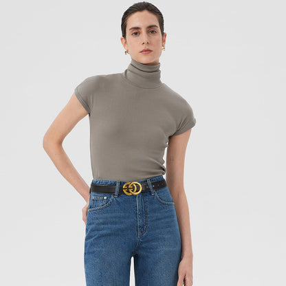 Aurolran women's leather belt — stylish buckle design for versatile wear