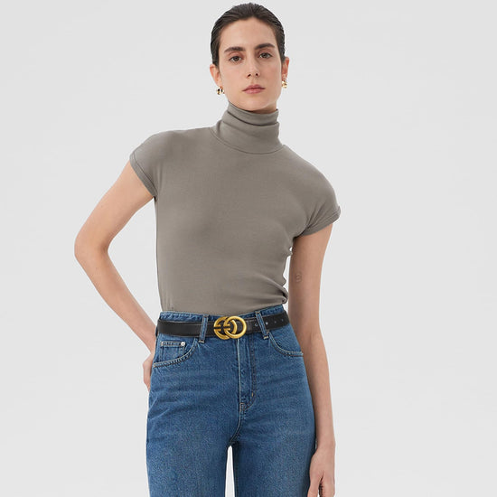 Aurolran women's leather belt — stylish buckle design for versatile wear