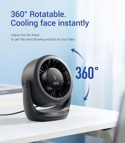 Diveblues electric fan — Ultra-quiet mini desk fan with LED display and 5 speeds