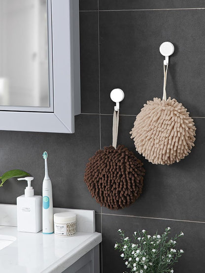 Sophie & Panda fuzzy ball towel set - creative design for bathroom décor