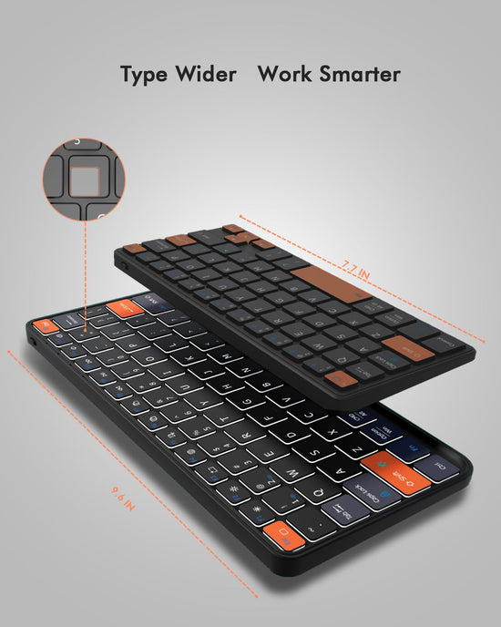 Universal keyboard plus dual Bluetooth portable keypad with removable stand and backlit