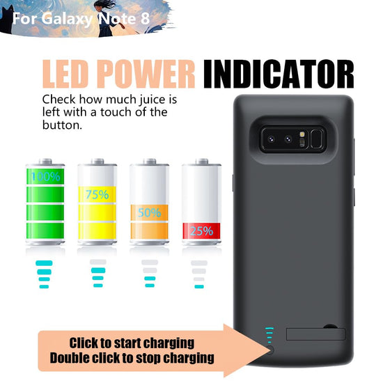 Sitong Upgraded Battery Case for Samsung Galaxy Note 8, 6500mAh Rechargeable Battery Charging Charger Case, Add 1.4X Extra Juice (6.3 Inches) Black
