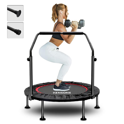 KENSONE foldable mini trampoline with adjustable foam handle, max load 450 lbs