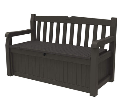 Keter Solana storage bench — 70 gallon capacity for patio furniture