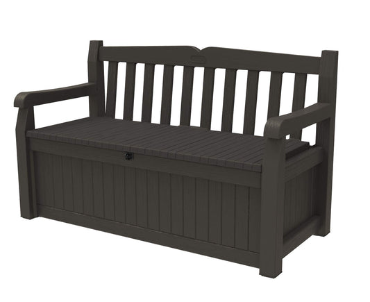 Keter Solana storage bench — 70 gallon capacity for patio furniture