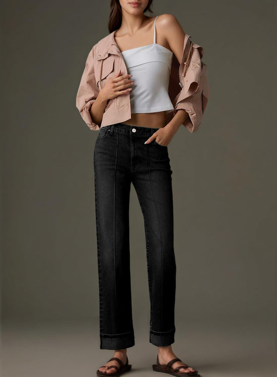 Sidefeel women's wide leg jeans - high waisted baggy denim pants with pockets