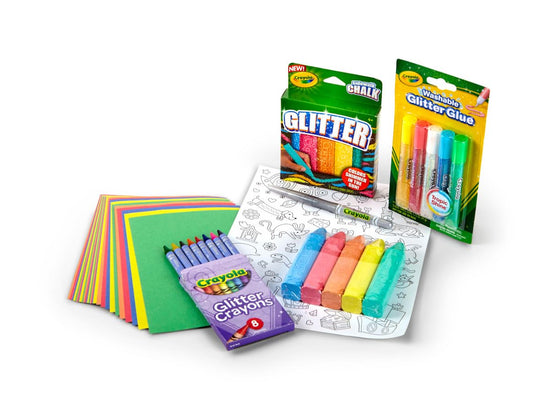 Art craft kit — Crayola glitter crayons and coloring supplies set for kids ages 5+