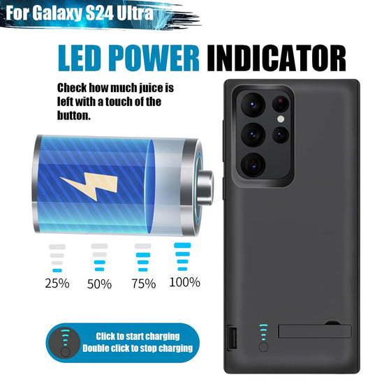 Sitong Battery Case for Samsung Galaxy S24 Ultra, 5000mAh Rechargeable Extended Battery Charging Charger Case, Add 100% Extra Juice, Not Compatible with S24 or S24+ (6.8 inch) Black