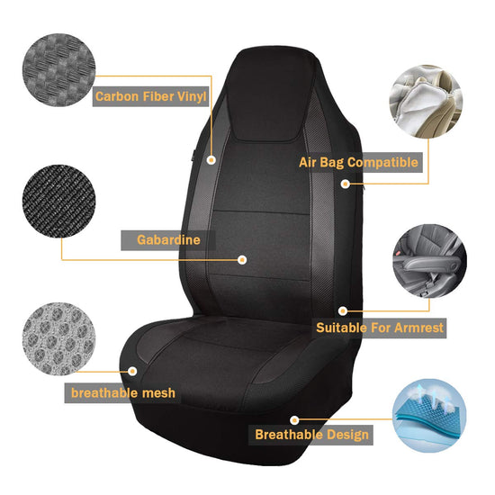 Vehicle seat cover — Carbon fiber air mesh fabric for high back bucket seats