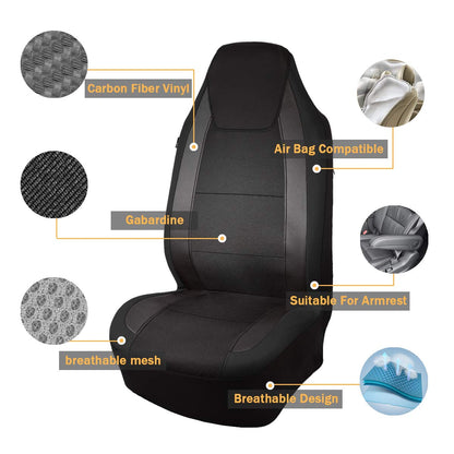 Vehicle seat cover — Carbon fiber air mesh fabric for low high back bucket seats