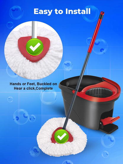 O Cedar spin mop replacement head with mop stick and base, 4 mop heads included