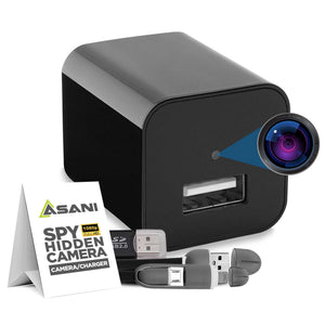 Asani Plug-in Mini Surveillance Camera - Nanny & Pet Cam - NO Audio Recording - Records Video ONLY - Home & Office Security with Micro SD Card Slot, Motion Detection, 1080P Full HD Video