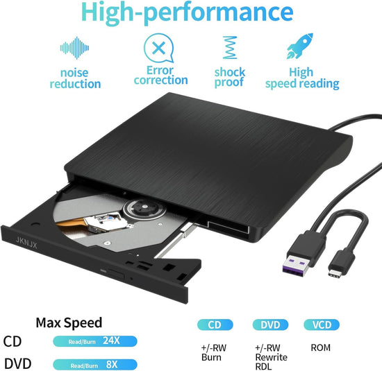 Optical disc drive — Slim and portable USB 3.0 and Type-C reader and writer for multiple systems