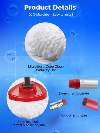 O Cedar spin mop replacement head with mop stick and base, 4 mop heads included