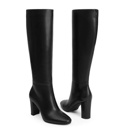 Knee high boots — Chunky heel with rounded toe design