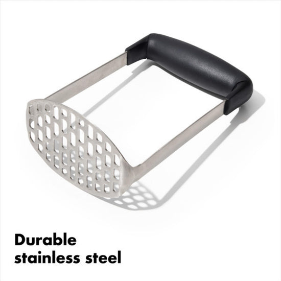Food masher — Oxo design for easy mashing and comfort grip handle