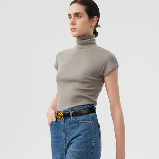 Aurolran women's leather belt — stylish buckle design for versatile wear