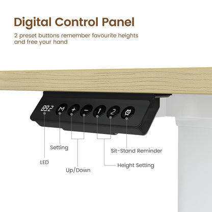 Rolanstar L shaped desk with LED light and power outlet. 61.2 height adjustable electric desk.