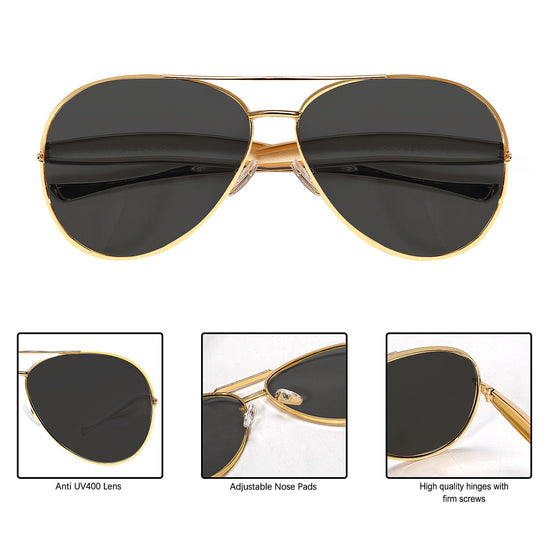 GUVIVI aviator sunglasses — retro gold oversized design for men and women
